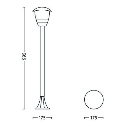 Philips - Lampadaire extérieur 1xE27/60W/230V IP44