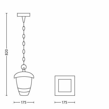 Philips - Suspension extérieure 1xE27/60W/230V noire  IP44