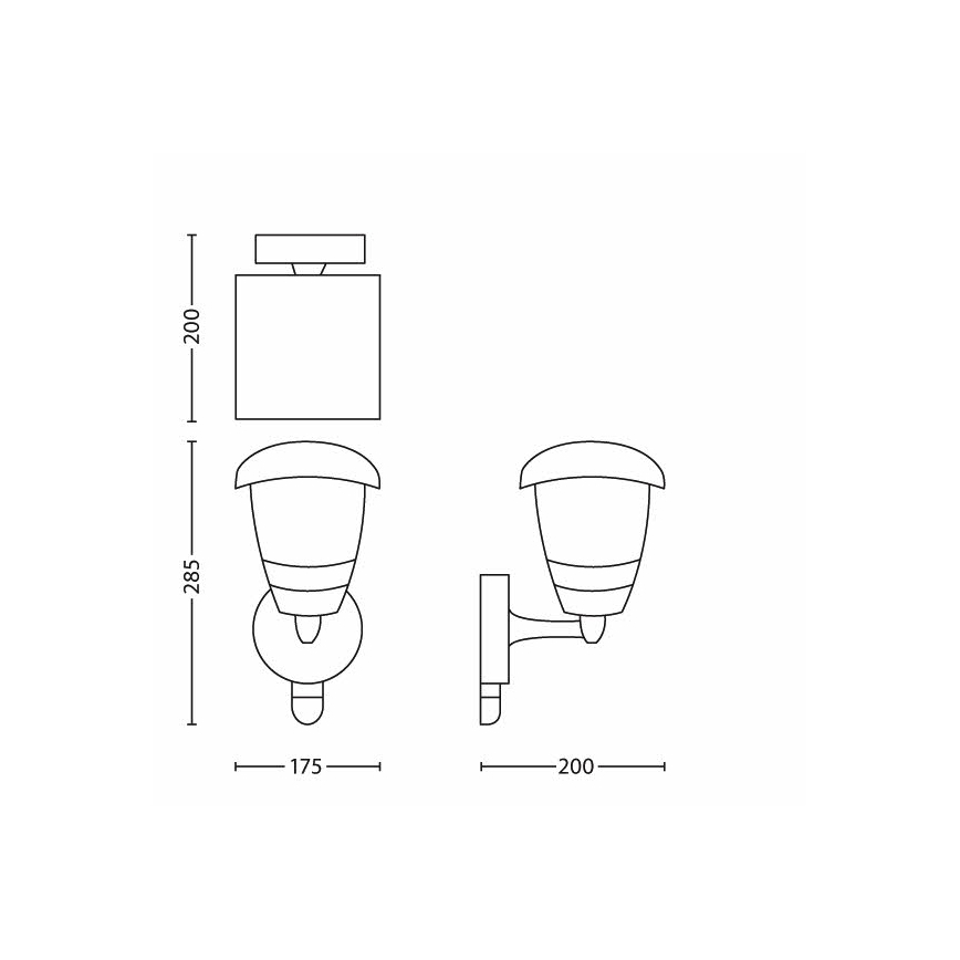 Philips - Applique murale extérieure avec détecteur 1xE27/60W