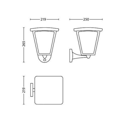 Philips 15488/30/16 - Eclairage LED extérieur avec détecteur COTTAGE 1xLED/4,5W/230V