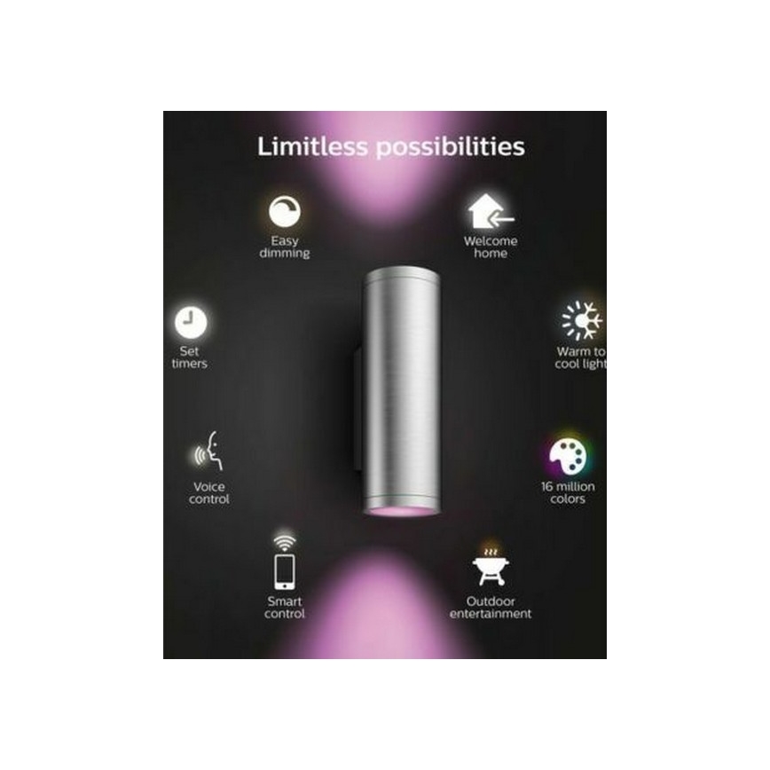 Philips - LED RGBW Applique murale extérieure à intensité variable Hue APPEAR 2xLED/8W/230V IP44