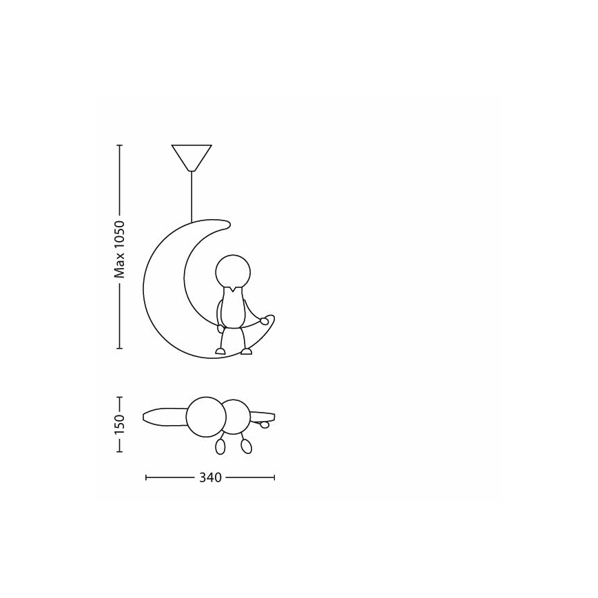 Philips 40092/34/16 - Plafonnier enfant LUNARDO 1xE27/12W230V qualité II.