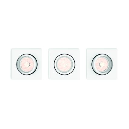 Philips - LOT 3x spots encastrables LED RGBW dimmables 1xGU10/4,8W/230V blanc + télécommande