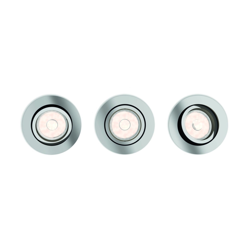 Philips - LOT de 3 spots encastrables LED RGBW dimmables 1xGU10/4,8W/230V chrome brillant + télécommande
