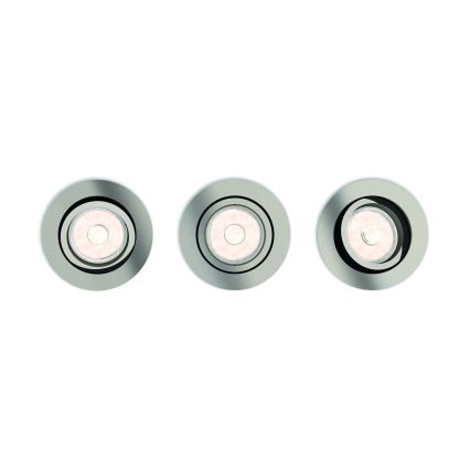 Philips - Lot de 3 spots encastrables LED RGBW dimmables 1xGU10/4,8W/230V chrome mat + télécommande