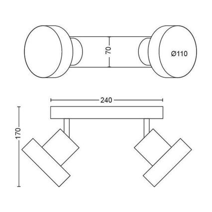 Philips 50602/30/P0 - Spot à intensité variable LED BUKKO 2xLED/4,5W/230V