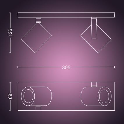 Philips - LED RGBW Spot à intensité variable Hue ARGENA 2xGU10/5,7W/230V