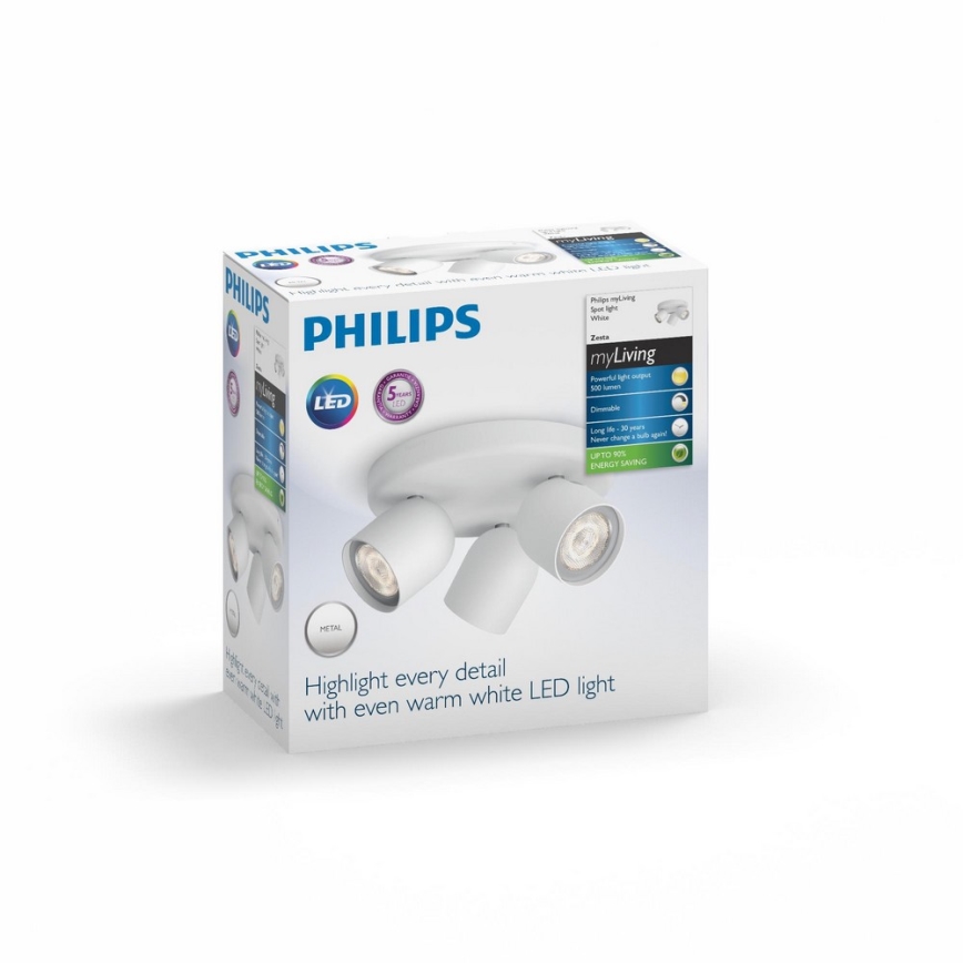Philips 56493/31/16 - Spot à intensité variable LED MYLIVING ZESTA 3xLED/4,5W/230V