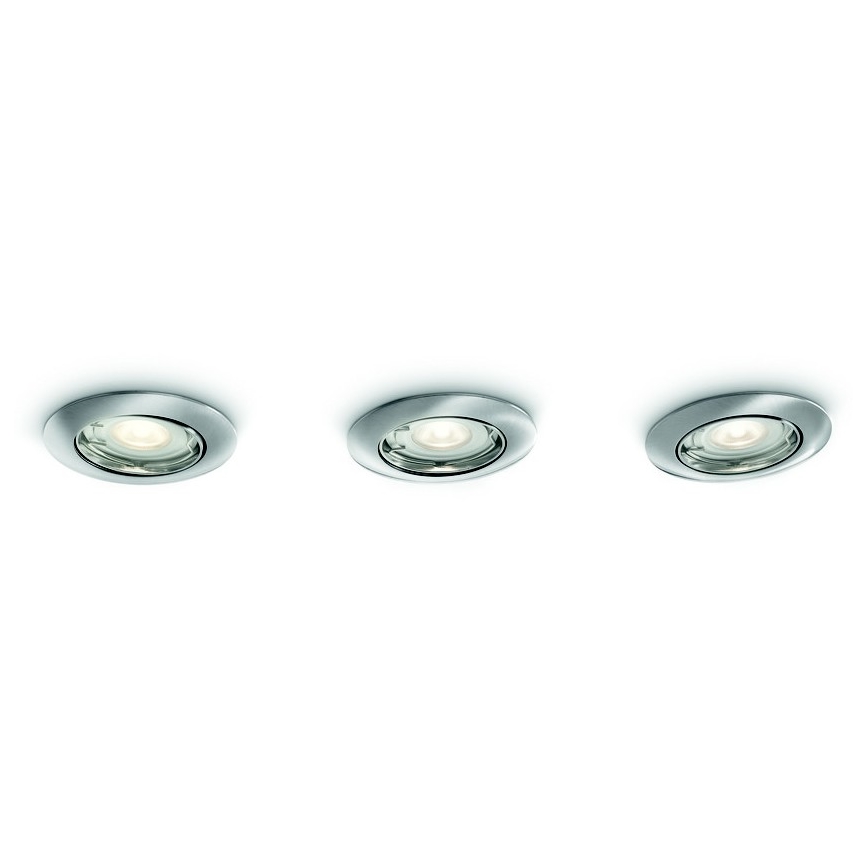 Philips 59273/17/16 - LOT 3x Luminaire encastrable de salle de bain LED NASH 1xGU10/3,5W/230V IP23