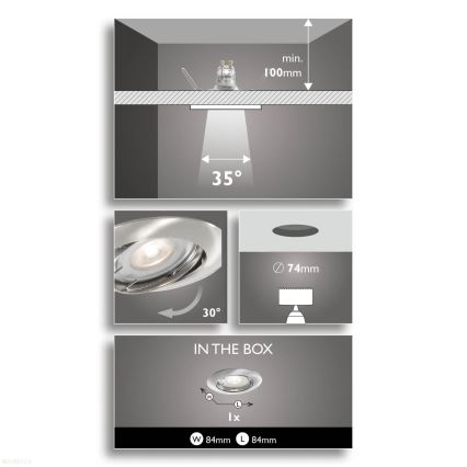 Philips 59273/17/16 - LOT 3x Luminaire encastrable de salle de bain LED NASH 1xGU10/3,5W/230V IP23