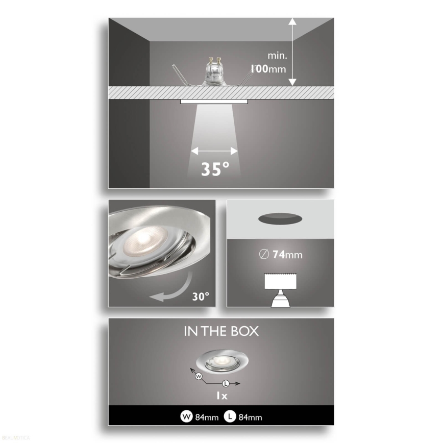 Philips 59273/17/16 - LOT 3x Luminaire encastrable de salle de bain LED NASH 1xGU10/3,5W/230V IP23