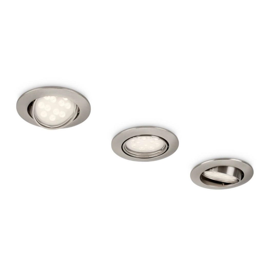 Philips 59273/17/16 - LOT 3x Luminaire encastrable de salle de bain LED NASH 1xGU10/3,5W/230V IP23