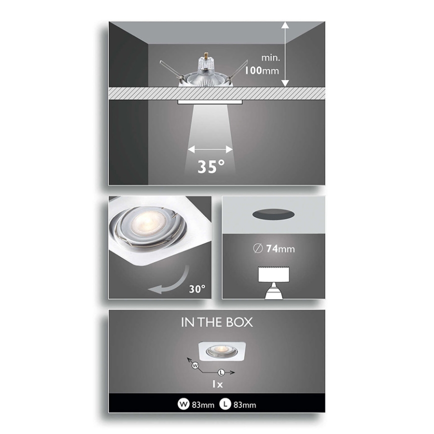 Philips 59680/31/16 - Spot encastrable LED salle de bain ALCOR 1xGU10/5,5W/230V