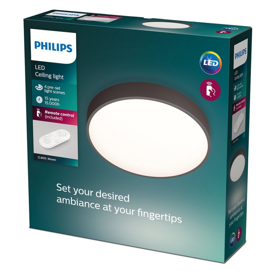 Philips 60262/43/P5 - Plafonnier LED à intensité modulable BROWN 1xLED/28W/230V + télécommande