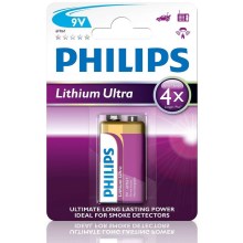Philips 6FR61LB1A/10 - Pile lithium 6LR61 LITHIUM ULTRA 9V 600mAh