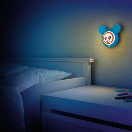 Philips 71766/30/16 - Veilleuse LED avec détecteur MICKEY 1xLED/0,06W/2xAAA