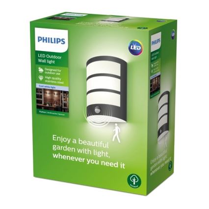 Philips - Applique murale d'extérieur avec détecteur LED/6W/230V 4000K IP44