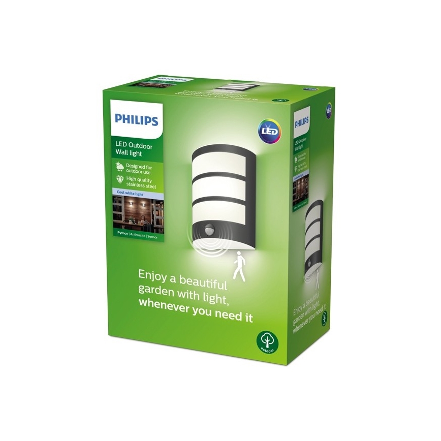 Philips - Applique murale d'extérieur avec détecteur LED/6W/230V 4000K IP44