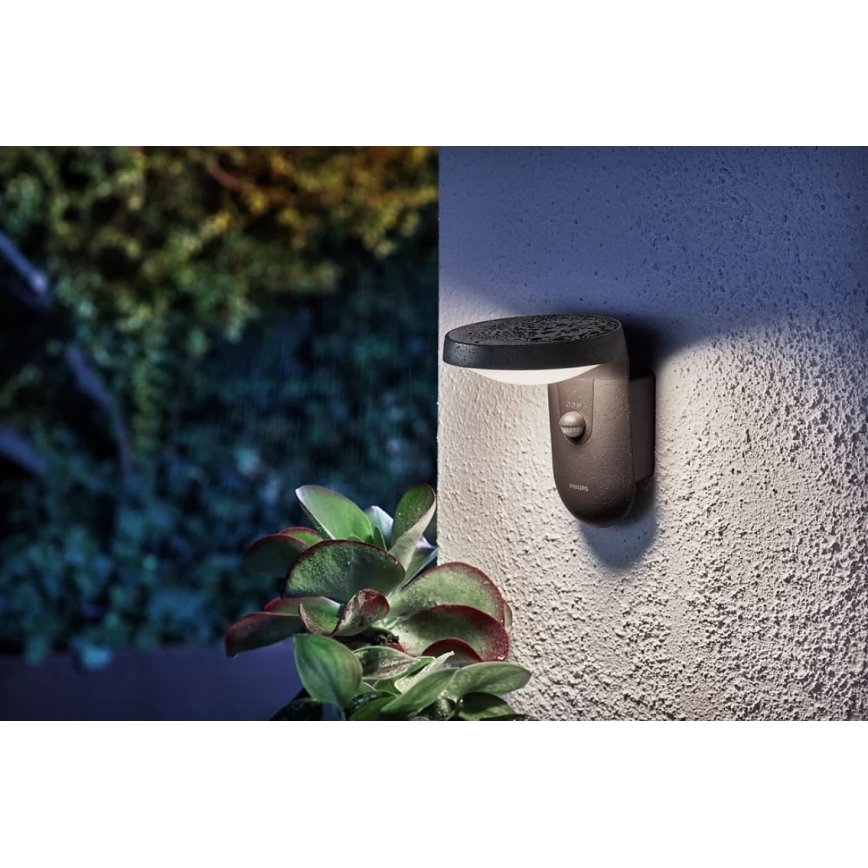 Philips - Applique murale d'extérieur avec détecteur LED/9W/230V 4000K IP44