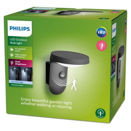 Philips - Applique murale d'extérieur avec détecteur LED/9W/230V 4000K IP44