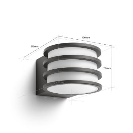 Philips - Applique murale d'extérieur Hue LUCCA LED RVB dimmable 1xE27/8,1W/230V 1000-20000K IP44