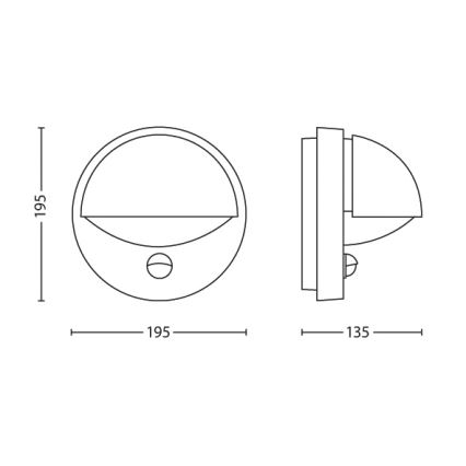 Philips - Applique murale extérieure avec détecteur JUNE 1xE27/12W/230V IP44