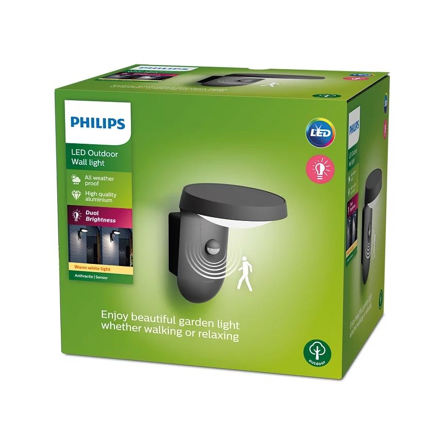 Philips - Applique murale extérieure avec détecteur LED/9W/230V 2700K IP44