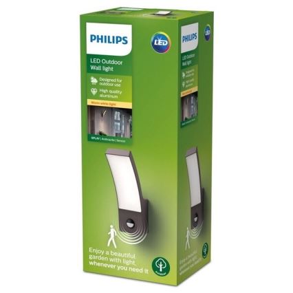 Philips-Applique murale extérieure avec un détecteur LED/12W/230V 2700K IP44