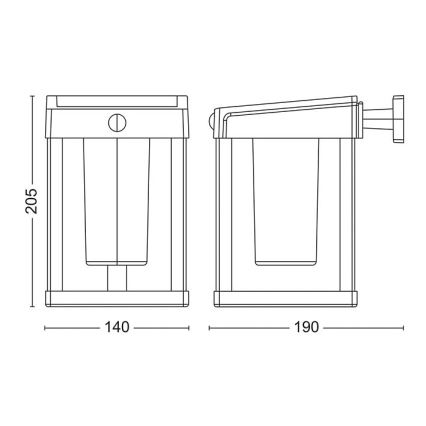 Philips - Applique murale solaire avec détecteur CAMILL LED/1,4W/3,7V 2000 mAh IP44
