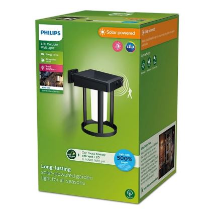 Philips - Applique murale solaire avec détecteur CAMILL LED/1,4W/3,7V 2000 mAh IP44