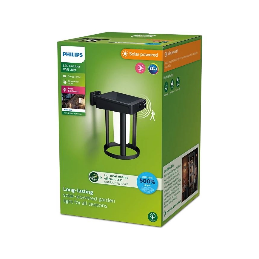 Philips - Applique murale solaire avec détecteur de mouvement et de crépuscule CAMILL LED/1,4W/3,7V 2000 mAh IP44