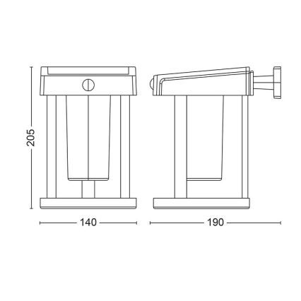 Philips - Applique murale solaire avec détecteur de mouvement et de crépuscule CAMILL LED/1,4W/3,7V 2000 mAh IP44
