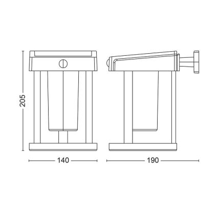 Philips - Applique murale solaire avec détecteur CAMILL LED/1,4W/3,7V 2000 mAh IP44