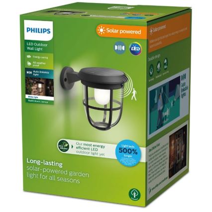 Philips - Applique murale solaire avec détecteur RADII LED/1,3W/3,7V 2000 mAh 3000K IP44