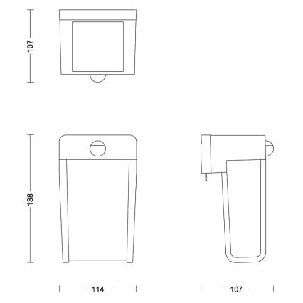 Philips - Applique murale solaire avec détecteur SHROUD LED/2,3W/3,7V 600 mAh IP44