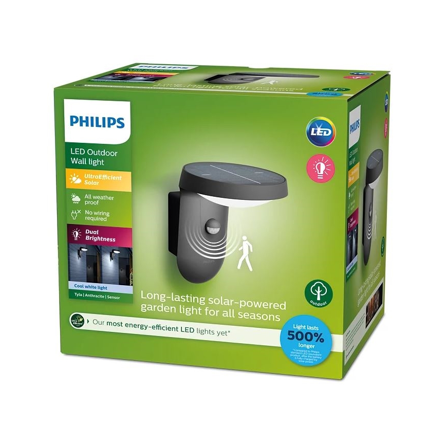 Philips - Applique murale solaire avec détecteur de mouvement et de crépuscule LED/1,2W/4V 1800 mAh 4000K IP44