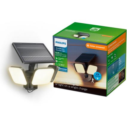 Philips - Applique murale solaire LED avec détecteur ZYREN LED/24,5W/3,7V 2600 mAh 3000K IP65
