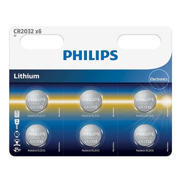 Philips CR2032P6/01B - 6 pc Pile bouton lithium CR2032 MINICELLS 3V 240mAh