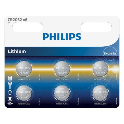 Philips CR2032P6/01B - 6 pc Pile bouton lithium CR2032 MINICELLS 3V