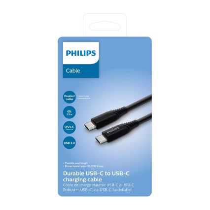 Philips DLC5206C/00 - Câble USB connecteur USB-C 3.0 2m noir/gris