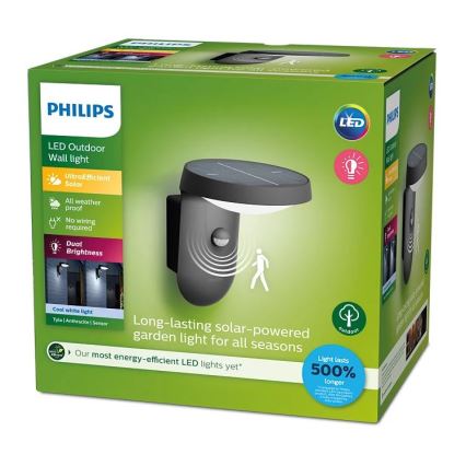 Philips - Éclairage solaire solaire avec détecteur LED/1,2W/4V 4000K IP44