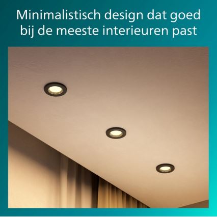 Philips - Ensemble de 3 spots encastrés PERIDOT 1xGU10/7W/230V noirs