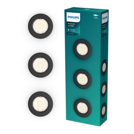 Philips - Ensemble de 3 spots encastrés PERIDOT 1xGU10/7W/230V noirs