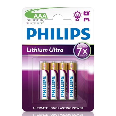 Lithium AAA, 1,5 V, 4 piles