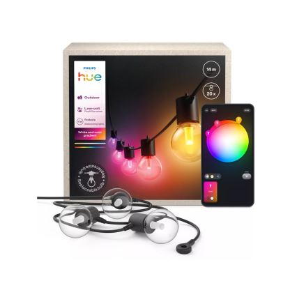 Philips - Guirlande d'extérieur LED RGBW dimmable Hue FESTAVIA 20xLED 14m IP65