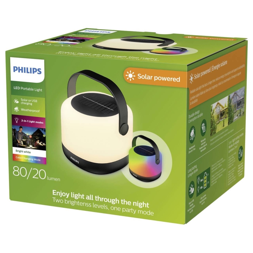 Philips - Lampe solaire portable RGBW à intensité variable ALULA LED/1,2W/5V 1200 mAh IP44