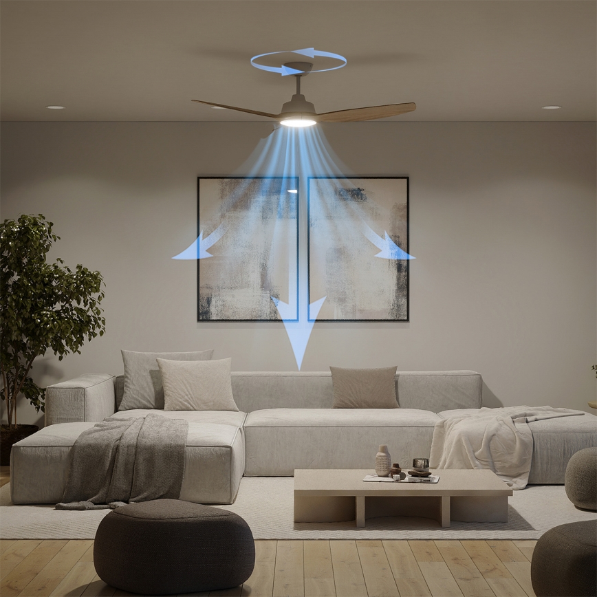 Philips - Ventilateur de plafond LED dimmable OLAS LED/24W/230V Ø 132 cm blanc/marron + télécommande