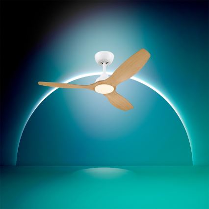 Philips - Ventilateur de plafond LED dimmable OLAS LED/24W/230V Ø 132 cm blanc/marron + télécommande