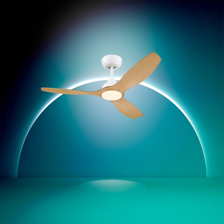 Philips - Ventilateur de plafond LED dimmable OLAS LED/24W/230V Ø 132 cm blanc/marron + télécommande