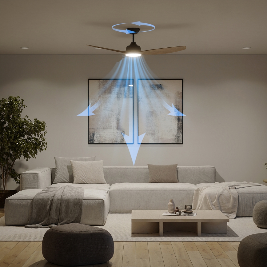 Philips - Ventilateur de plafond LED dimmable OLAS LED/24W/230V Ø 132 cm noir/marron + télécommande